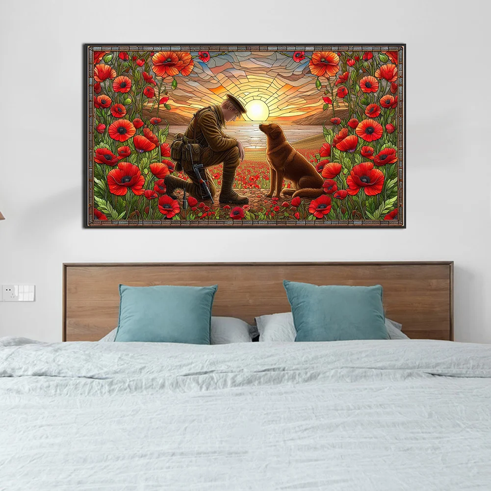 Diamond Painting - Full Round Drill - Warriors and War Dogs(Canvas|70*40cm)
