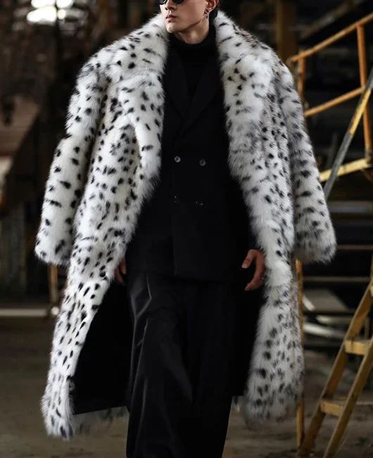 Fashion Leopard Pattern Long Sleeve Fluffy Overcoat 
