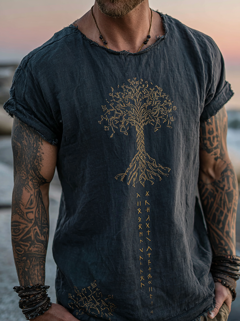 Men's Viking Mythology Tree Of Life Retro Coastal T-Shirt / Rvogue / Rvogue