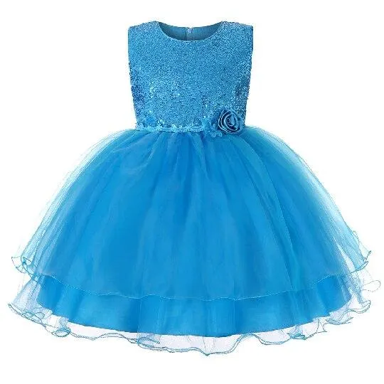 Kid Ball Birthday Flower Girl Bridesmaid Dress For Party Sequined Princess Customer of 7 Years Old