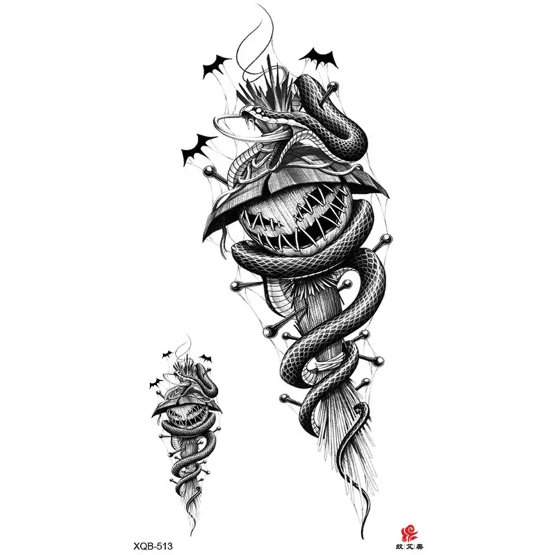 Sdrawing Full-arm Waterproof Tattoo Sticker Symbol Totem Animal Skeleton Small Arm Tattoo Sticker