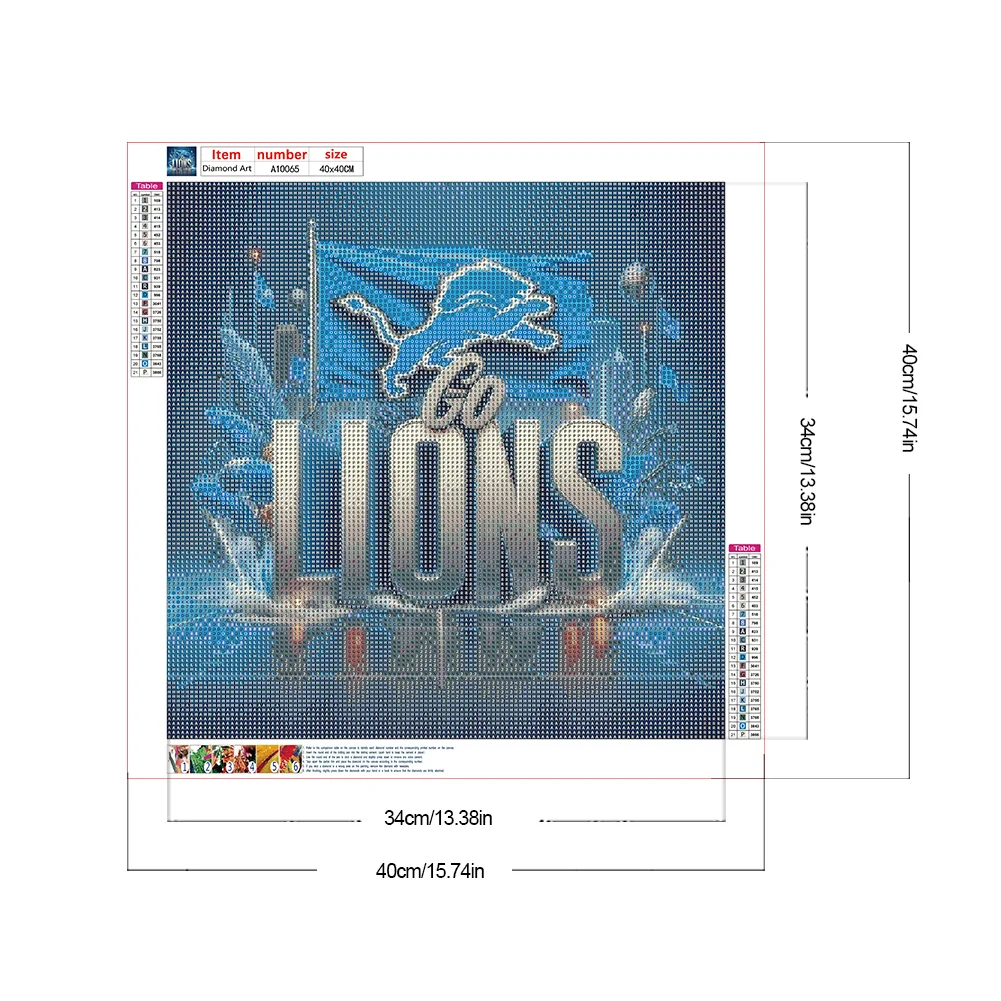 Diamond Painting - Full Round Drill - Detroit Lions(Canvas|40*40cm)