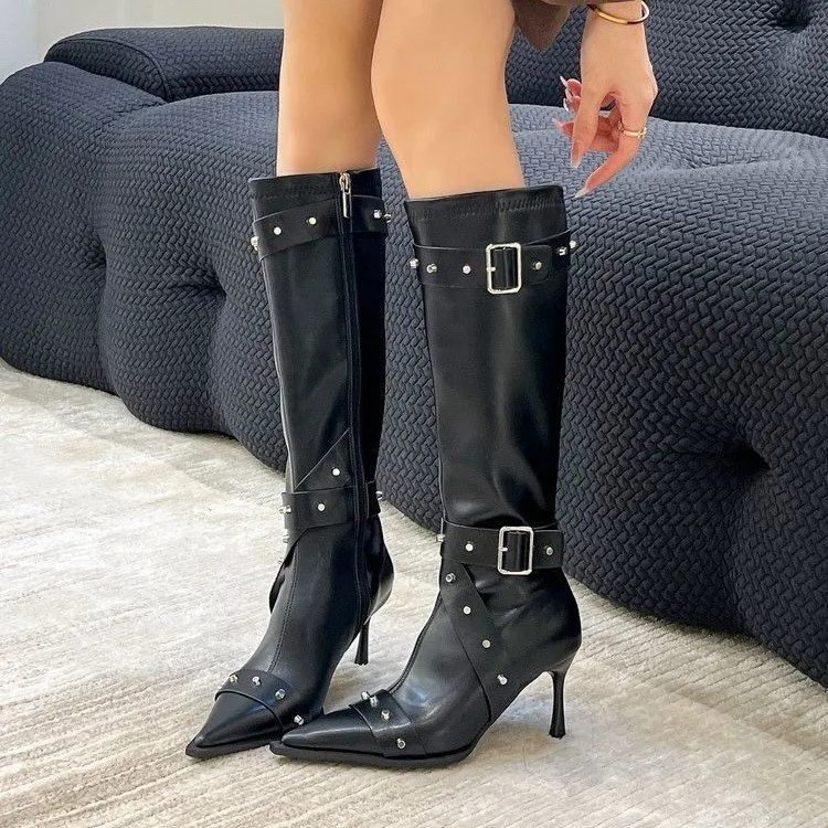 Yyvonne Cowboy Boots Girl In The Fall Of 2025 New Hottie Sharp Willow High And Long Barrel Fashion Boots