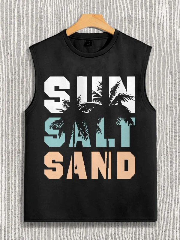 Men's Sun Salt Sand Beach Vacation Pattern Cotton Tank Top