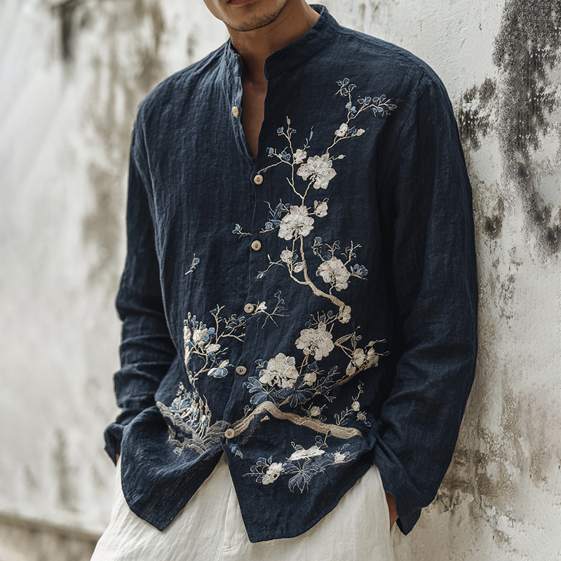 Men's Japanese-style Floral Art Casual Shirt  artssus