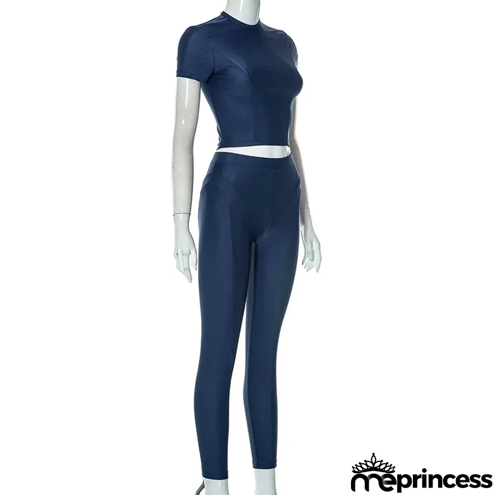 Women Summer Short Sleeve T-Shirt And Trousers Casual Two-Piece Set