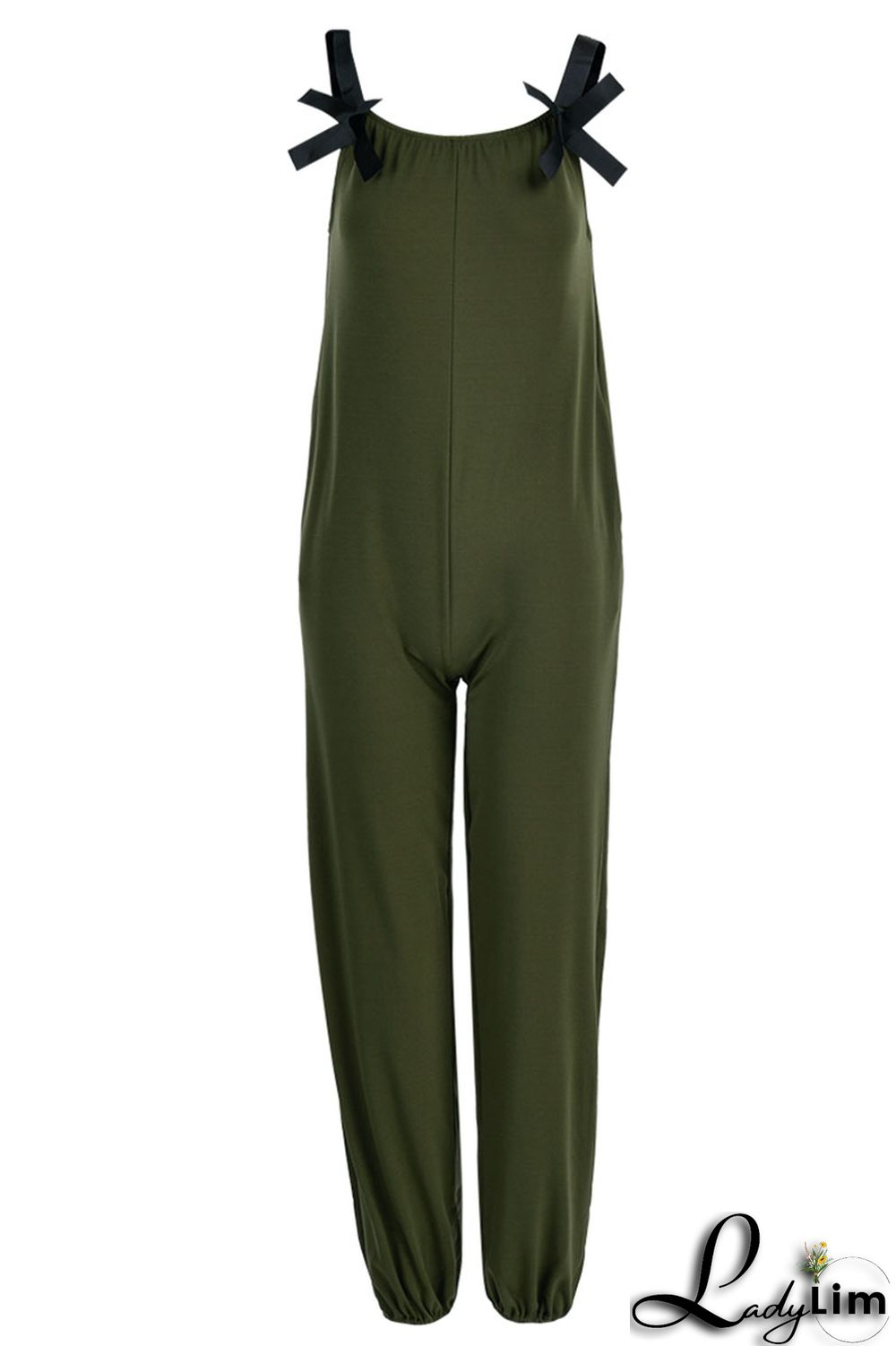 Burgundy Casual Solid Split Joint Spaghetti Strap Loose Jumpsuits