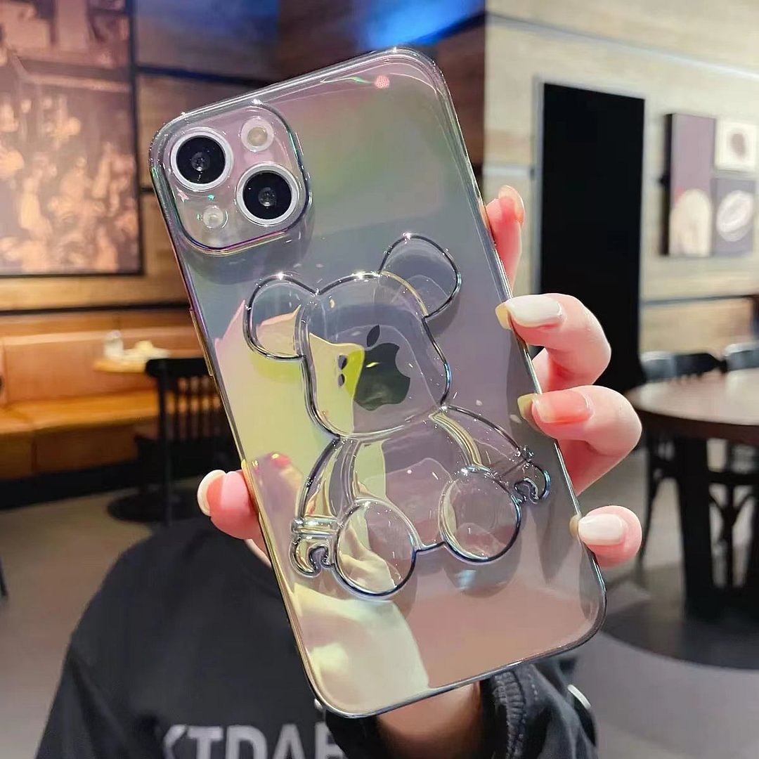 Gradient Glare 3D Bear Soft Phone Case
