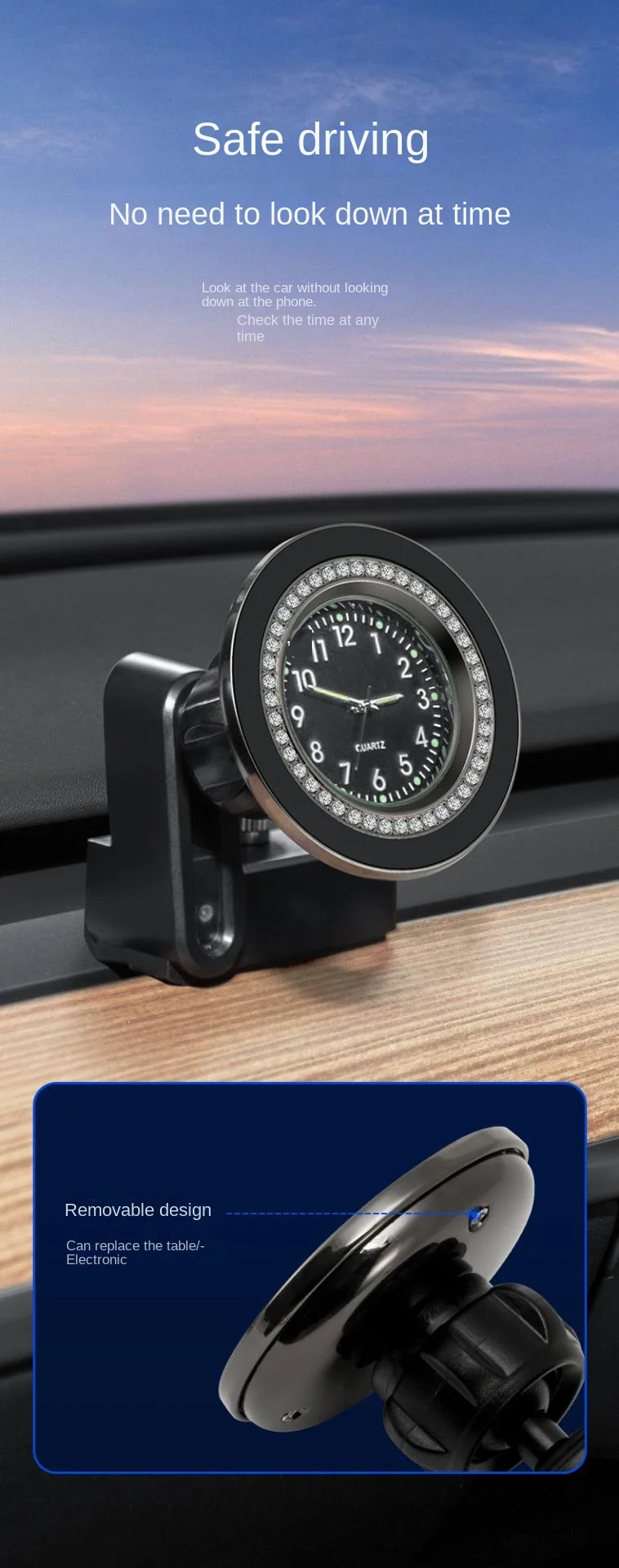 Car quartz watch magnetic navigation bracket