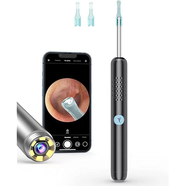 Earwax Removal, Bebird Ear Cleaner, Ear Wax Removal Kit with 4 Pack Blackhead Remover Kit, Ear Camera for iOS&Android Phones(Black)