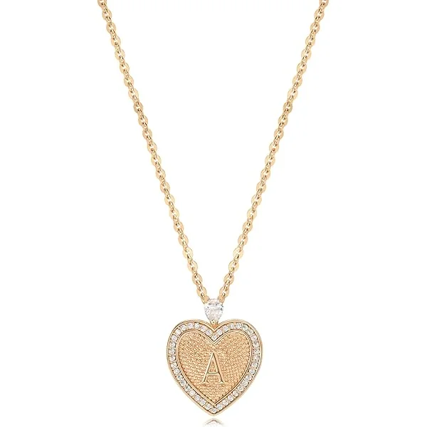 Personalized Gold Heart Initial Necklace