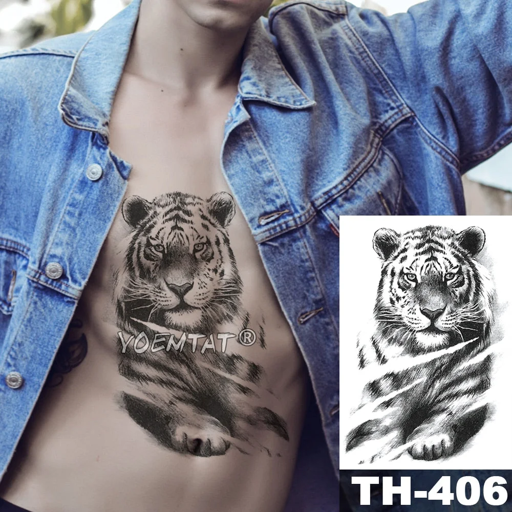 Forest Shadow Wolf Temporary Tattoo Sticker For Men Women Owl Lion Waterproof Fake Henna Tiger Animal Body Art Tatoo Decal