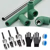 Pipe Threader Set with Sealing Tape& Gloves Internal & External Pipe Threading Tool for 1/2 & 3/4 & 1in PVC/Plastic Water Pipe Repair