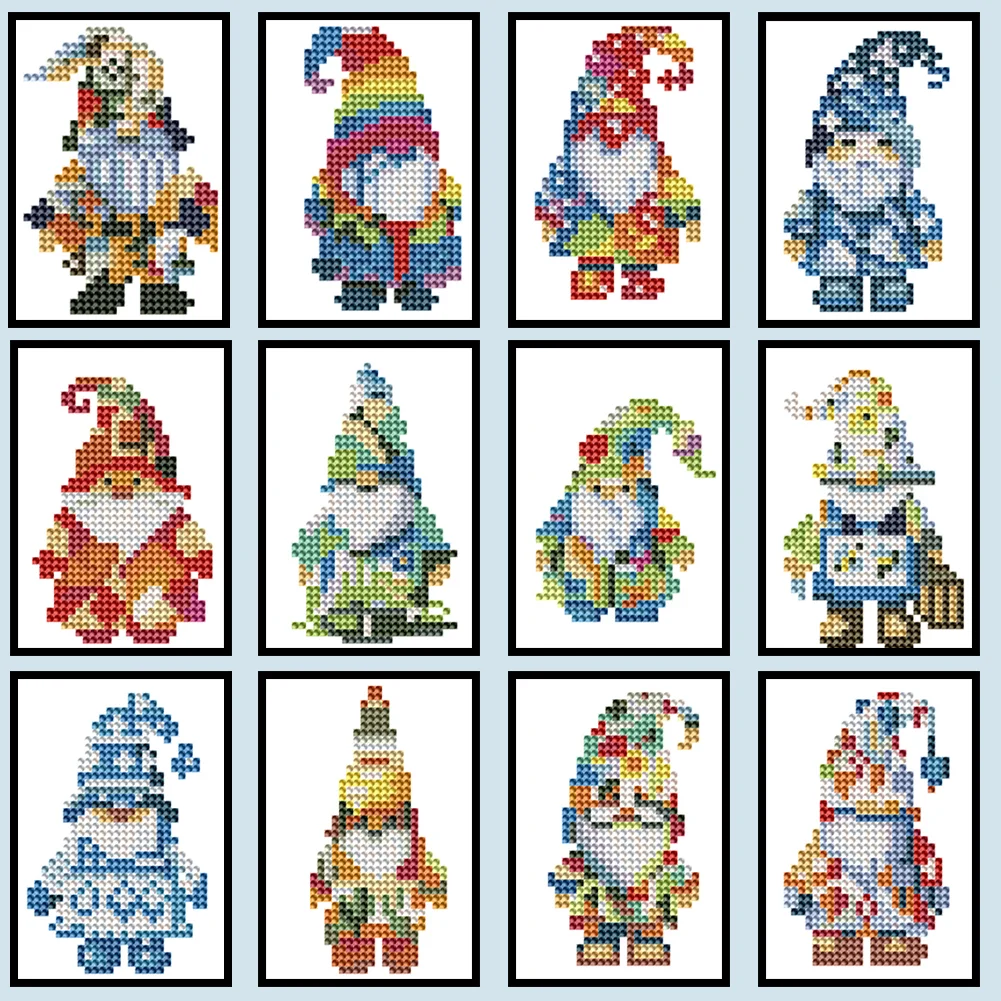 12pcs Goblin DIY Mini Round Diamond Painting Set Desktop Decor No Frame12x8cm