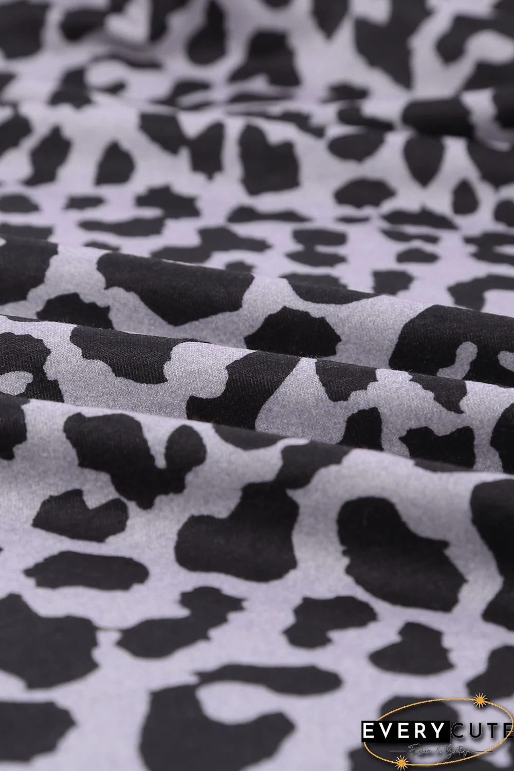 Sequin Shoulder Splicing Leopard Long Sleeve Top