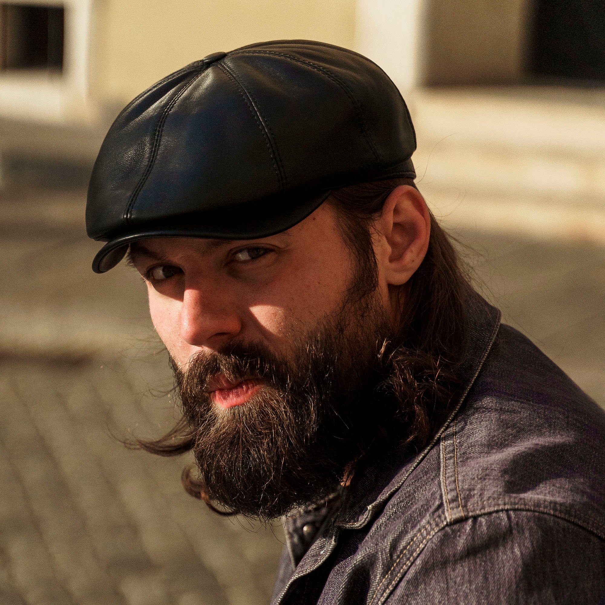 PEAKED CAPS TONY LEATHER Gatsby 8 Panels Flat Ivy Cap