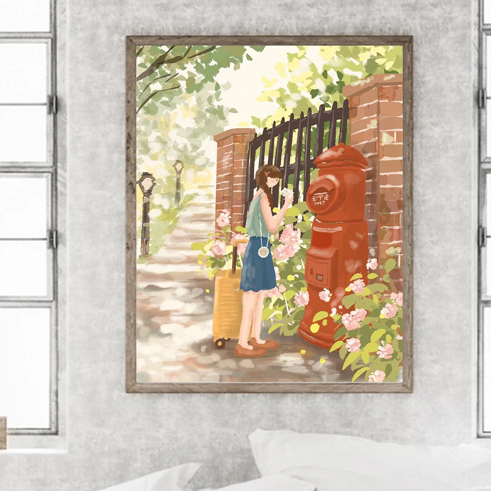 Full Round Diamond Painting 40*50cm - Healing Stick Figure Girl Letter
