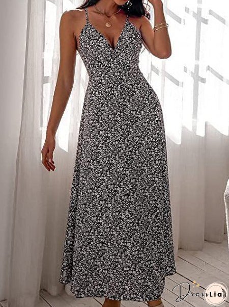 Women's Dresses Printed Sling Bare Back Sleeveless Dress