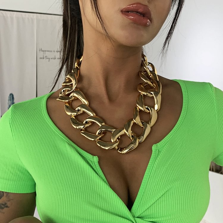 Alloy Thick Necklace Punk Style Neck Chain