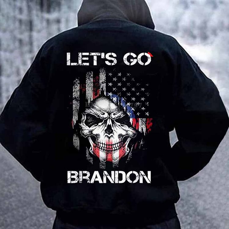 BrosWear Let's Go Brandon American Flag Print Mens Hoodies
