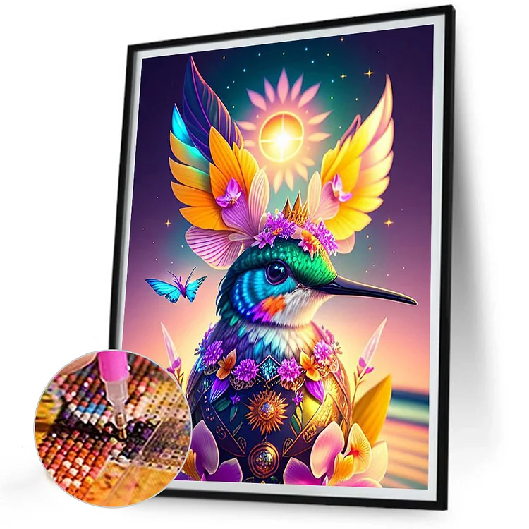 5d Diy Diamond Art Painting Coaster Set Painting Hummingbird