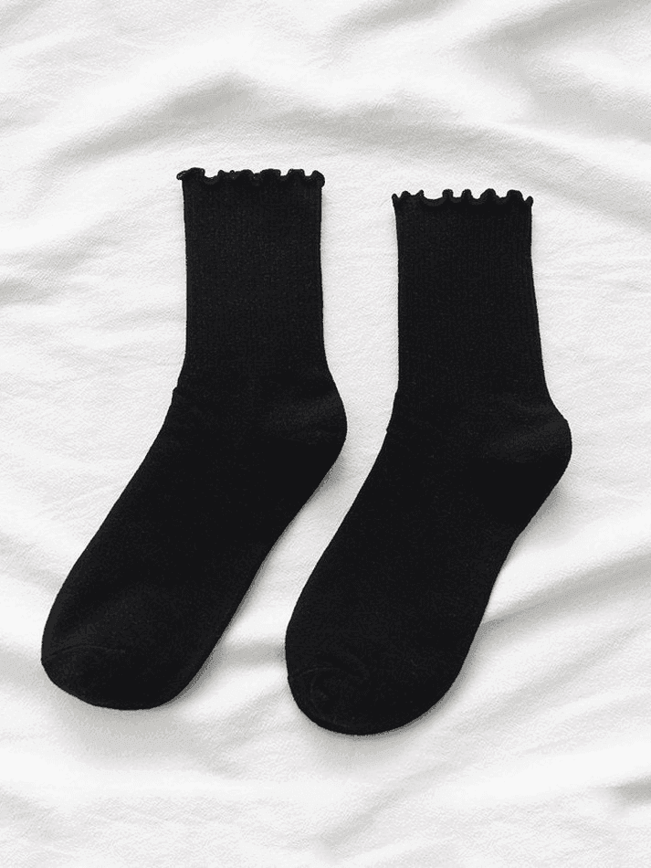 Brownm Ruffle Folds Socks