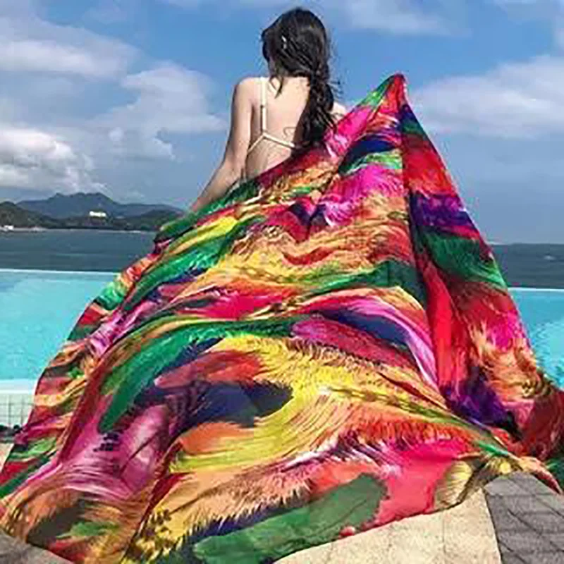 Long scarf silk scarf beach towel 180X150CM