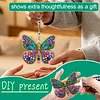 DIY Diamond Painting Keychain Kit, Double Sided 3D Printed Resin Base Rhinestone Bag Charm Ornament with Lobster Clasp, Complete Diamond Art Tools Set, Handmade Craft Gift for Women Adults Girls