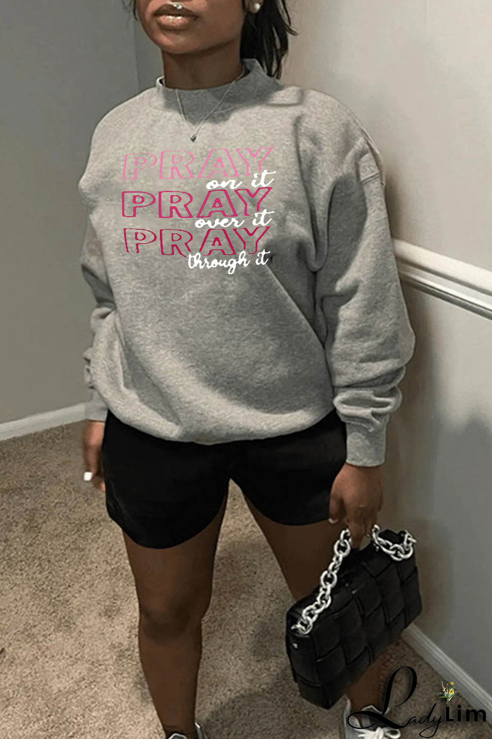 Grey Fashion Street Print Patchwork O Neck Tops