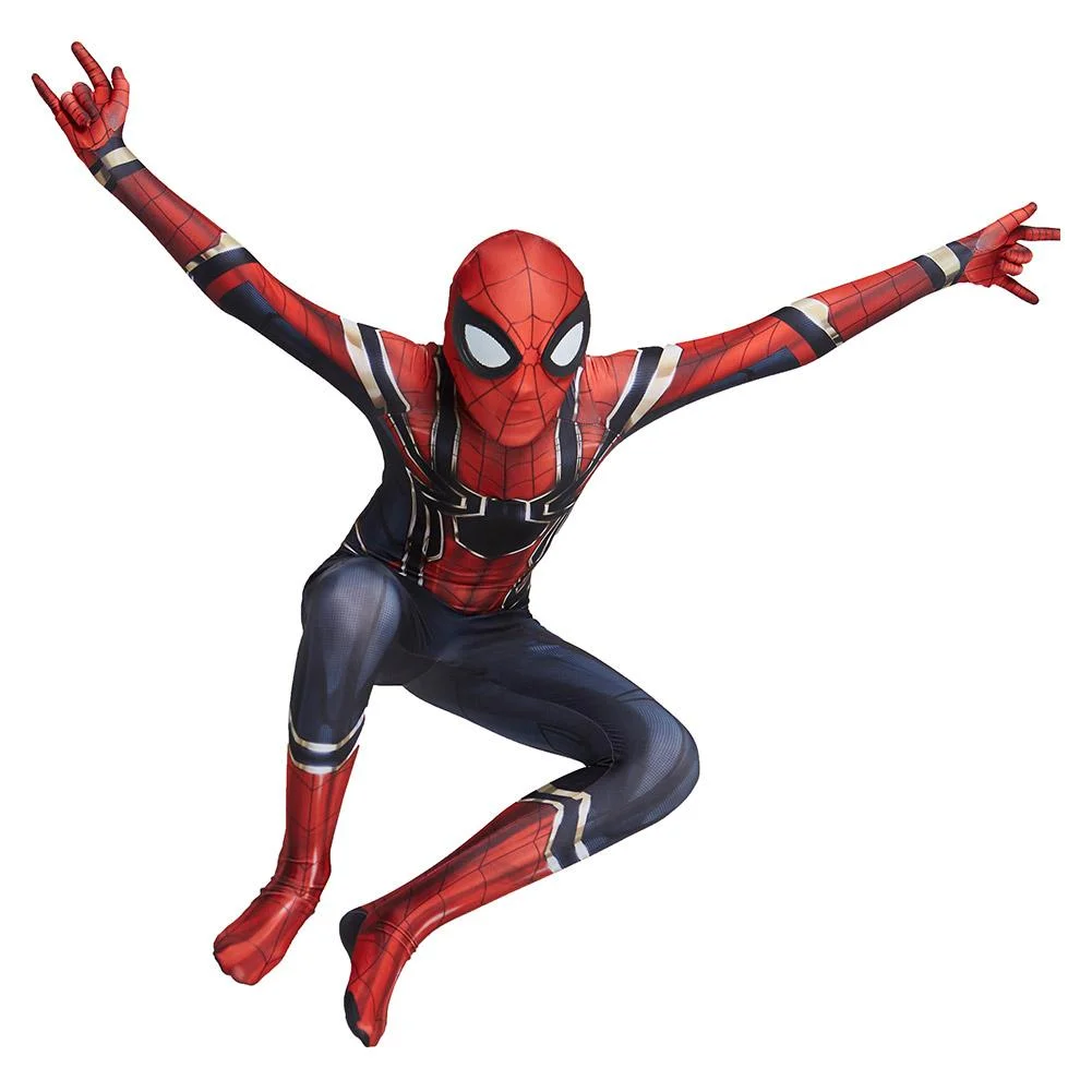 Kids Halloween Spiderman Cosplay Costume Zentai Jumpsuit Boys Girls Iron Spider Man Superhero Bodysuit