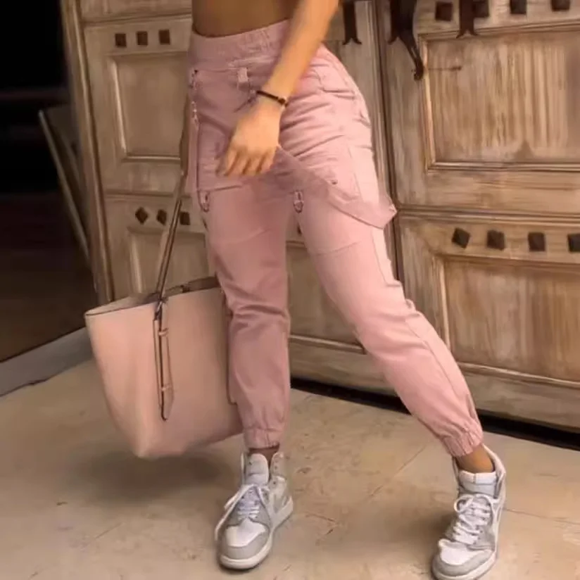 Wongn Wongn Women's High Street Ins Hip Hop Multi-Pocket Slim Casual Little Foot Overalls