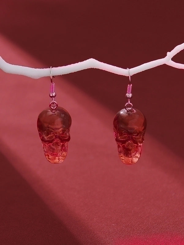 1 Pair Gothic Punk Butterfly Skull Three-dimensional Resin Drop Earrings
