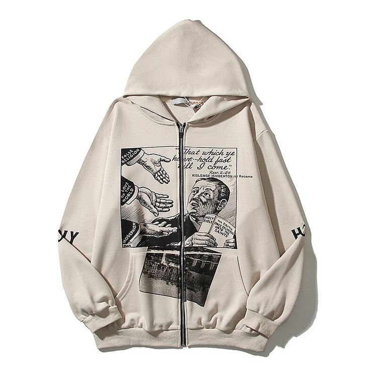  2022 Autumn Winter New Men Women Character Cartoon Vintage Jacket Coat 123 Zipper Hoodie