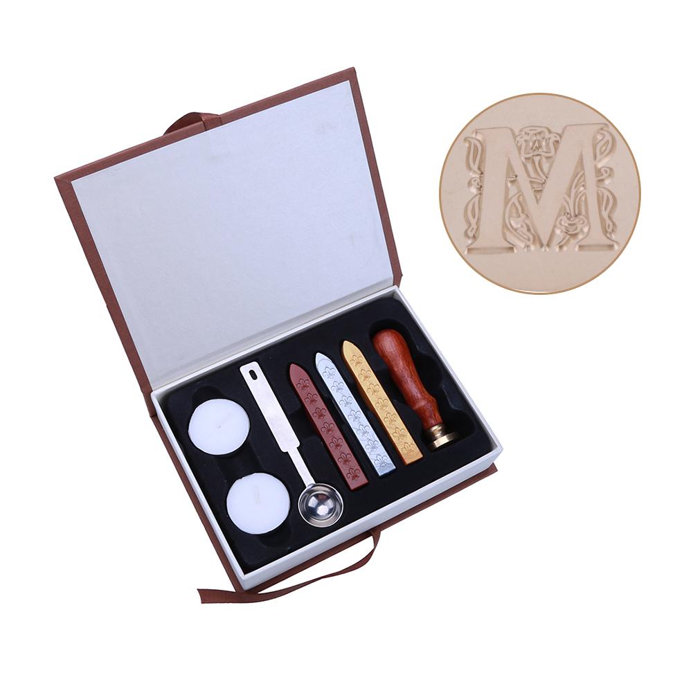 

Alphabets-M 26 English Alphabets Retro Box Kit with Sealing Wax, 501 Original