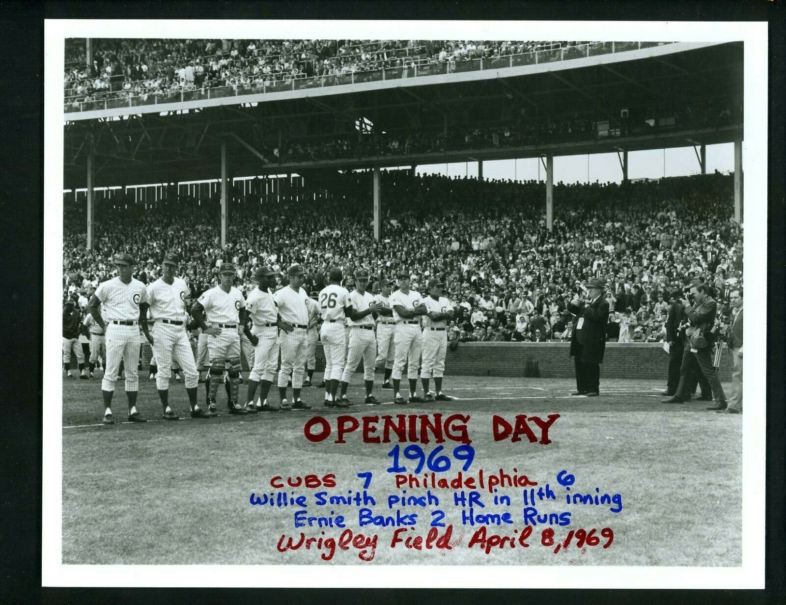 Chicago Cubs 1969 Opening Day Wrigley Field Type IV Press Photo Poster painting