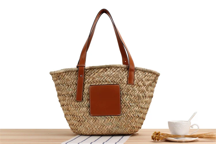 Mitsubishi Grass Handmade Oblique Woven Beach Straw Bag VangoghDress