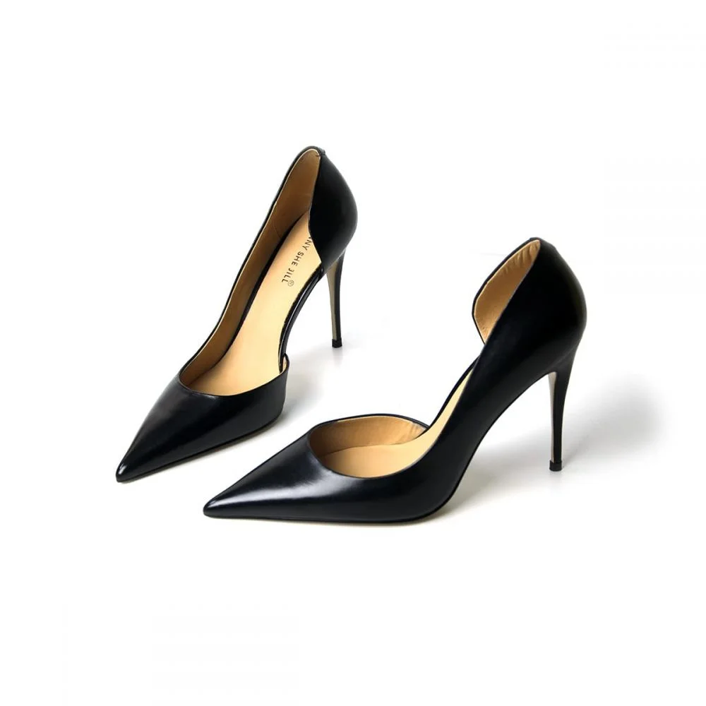 Pointy Toe Heels D'orsay Pumps Leather Shoes For Women Nicepairs