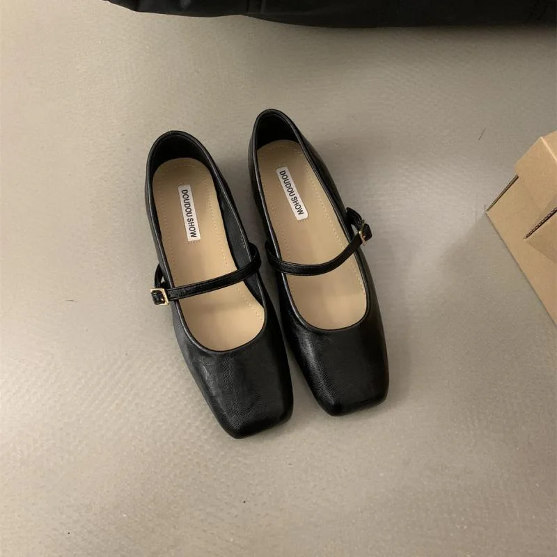 Colourp Colourp Temperament Square Head Shallow Mouth Casual Flat Bottom Versatile Single Shoes In 2024 Spring And Autumn New Soft Bottom Comfortable Low Heel Women's Single Shoes