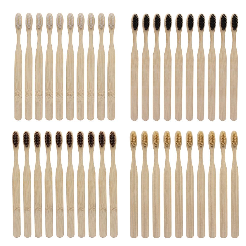 

1/10pcs Environmental Soft Head Bamboo Toothbrush Oral Care Teeth Eco Brush, Dark brown, 501 Original