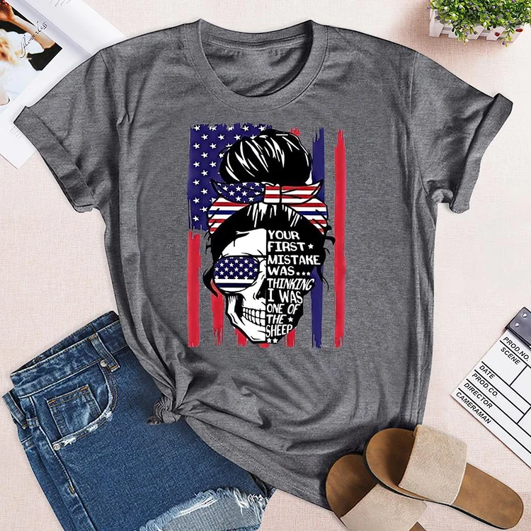 American Flag Skull independence Day T-shirt Tee - 02123