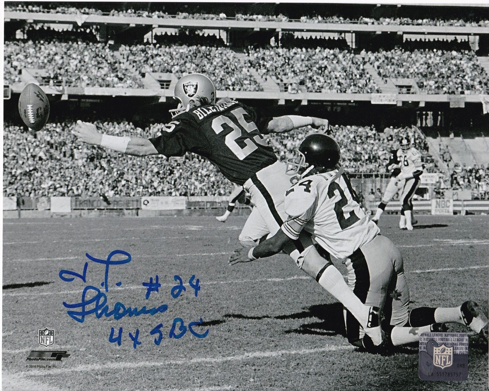 J.T. THOMAS PITTSBURGH STEELERS 4 X SB CHAMPS ACTION SIGNED 8x10