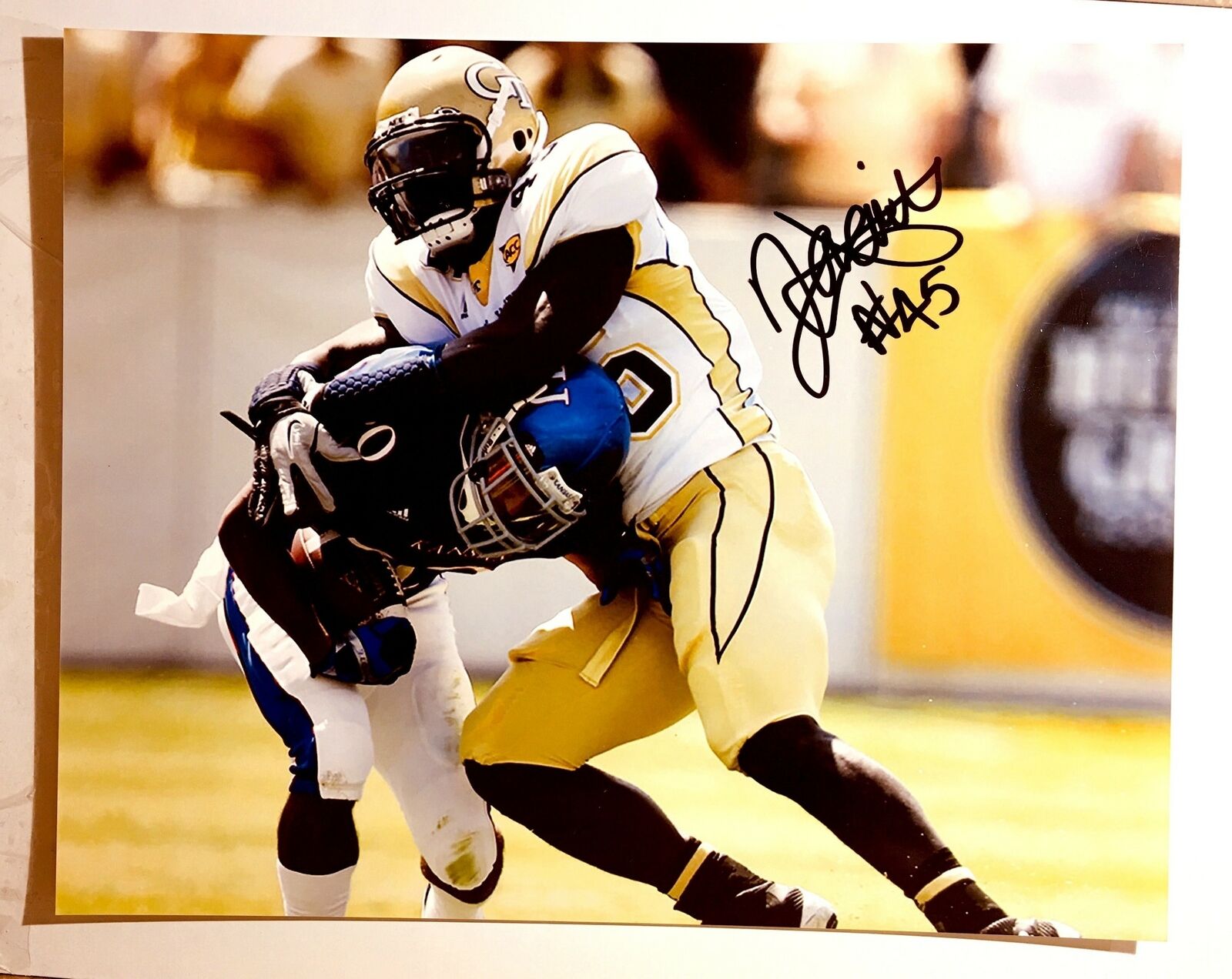 Jeremiah Attaochu Signed 8x10 Photo Poster painting Georgia Tech Yellow Jackets Auto Autograph