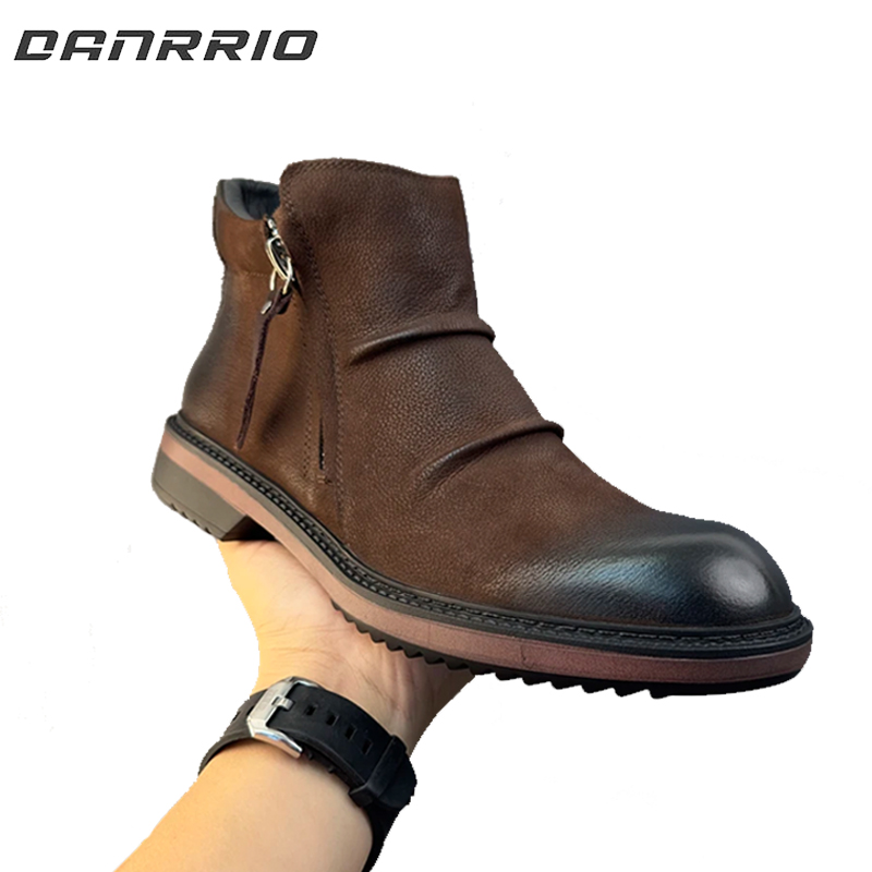 DANRRIO Handmade Retro Leather Chelsea British Style Casual Leather Shoes Vintage Cowhide Ankle Boots DANRRIO.COM DANRRIO
