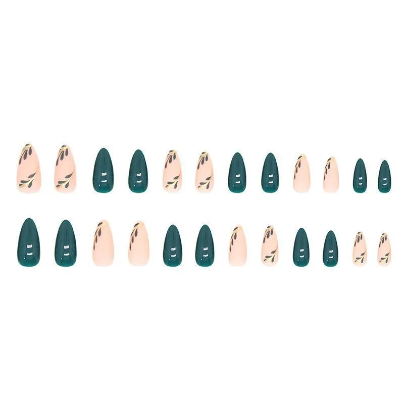 Churchf Ins Wind Small Fresh Frosted Nail Wear Armour Contracted Green Leaf Wear Nail Nail Patch Nail