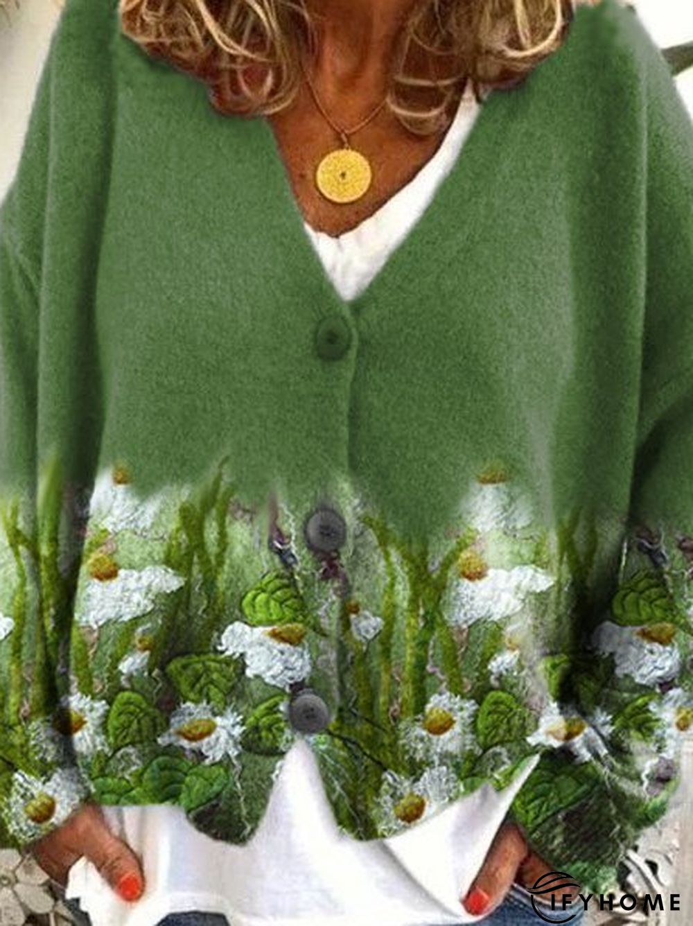 Cotton-Blend Long Sleeve Sweater coat | IFYHOME