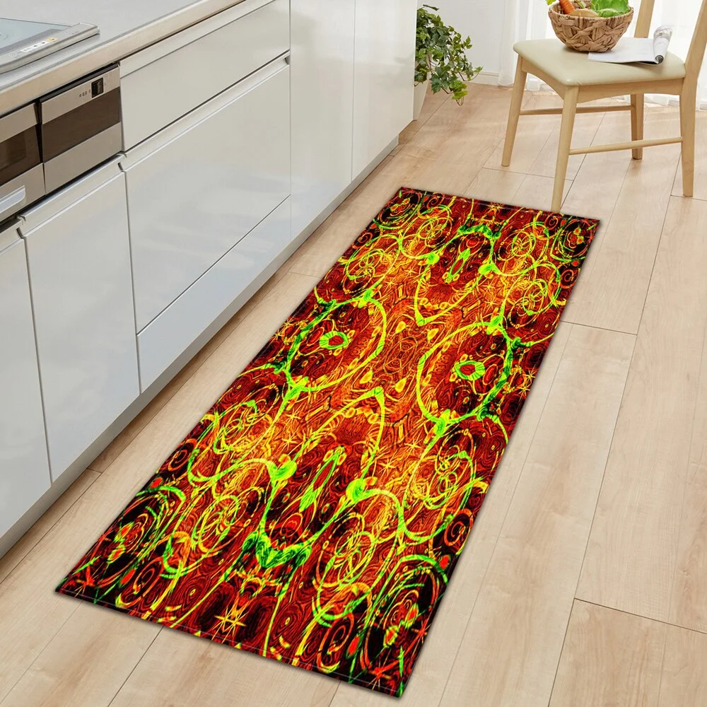 Kitchen Mat Strip Bedroom Entrance Door Mat Geometric Pattern Home Floor Decoration Living Room Carpet Bathroom Non-slip Carpet