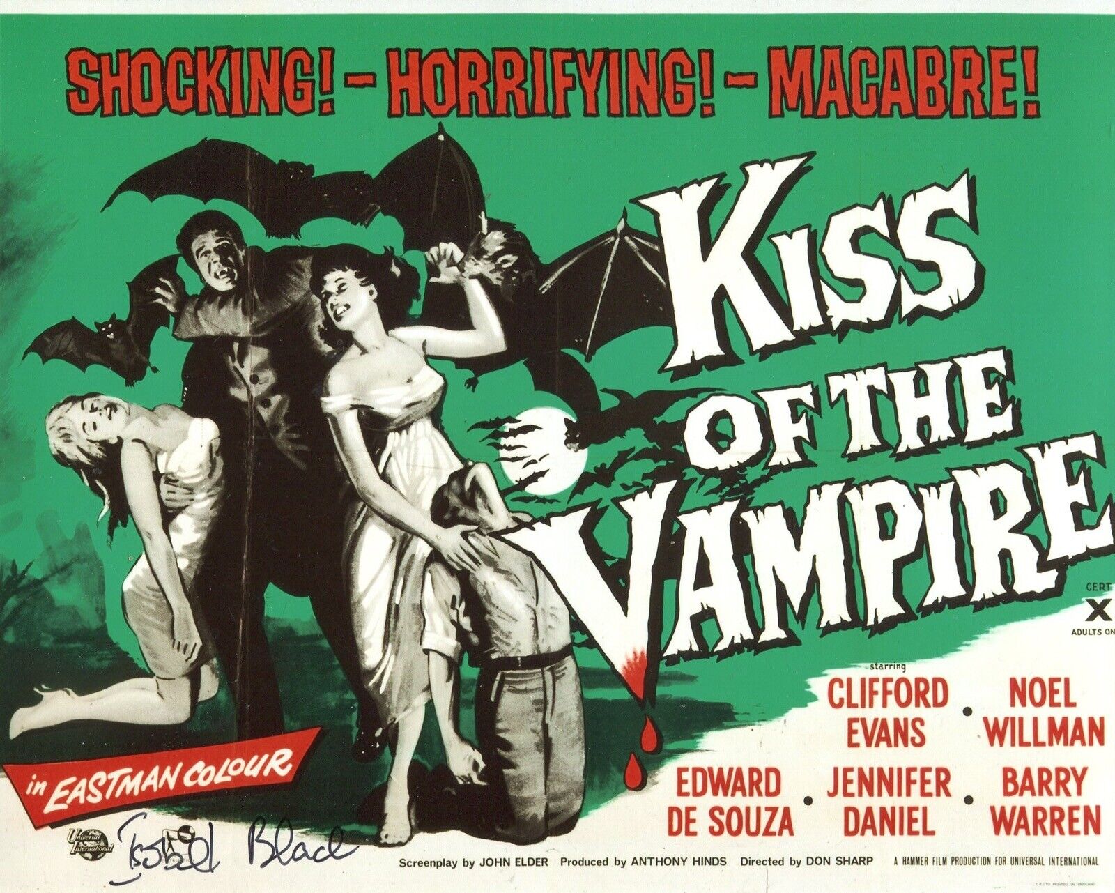 KISS OF THE VAMPIRE horror movie actress ISOBEL BLACK signed Photo Poster painting - UACC DEALER