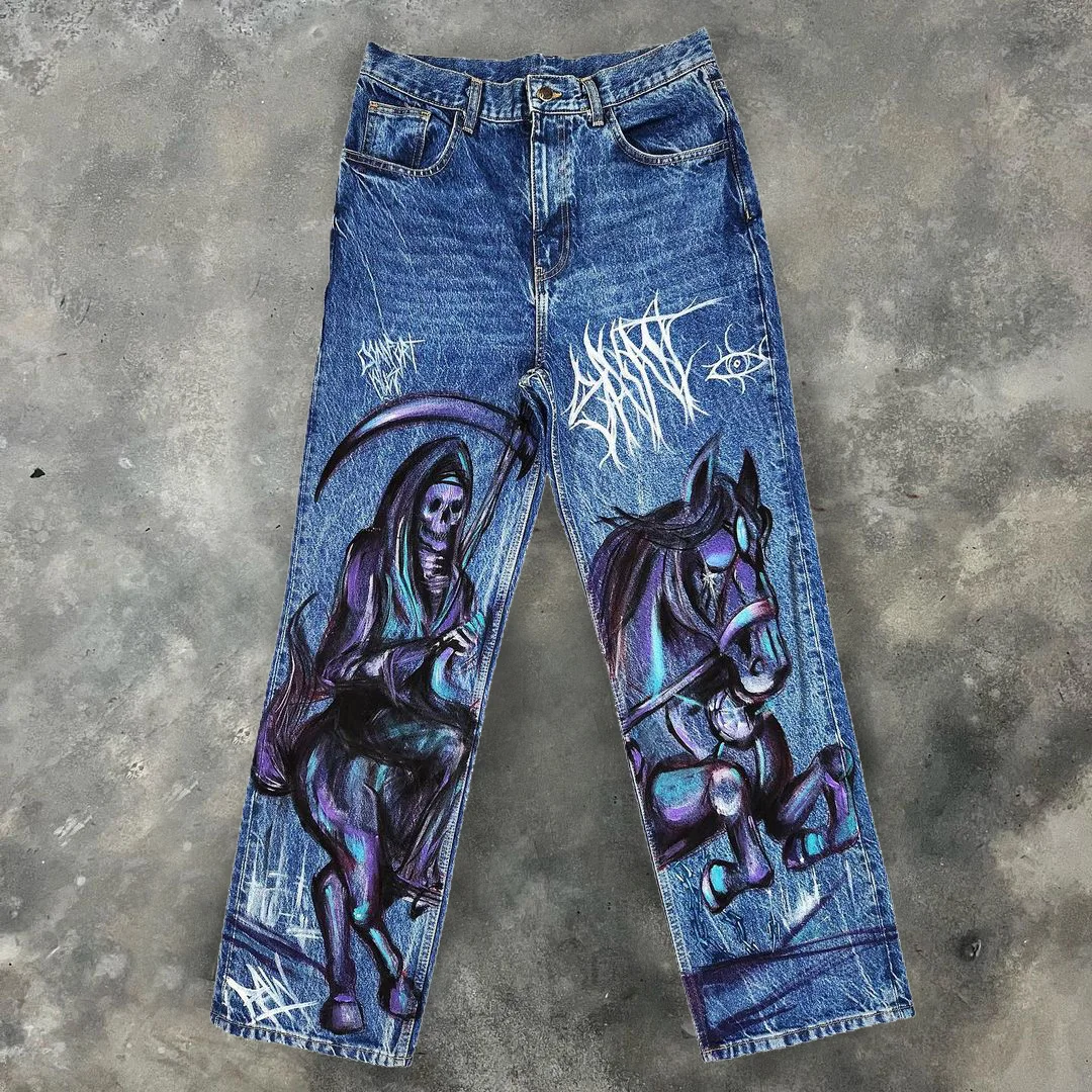 Limited Ghost Scythe Skeleton Dark Street Jeans