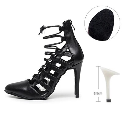 VCshoes Woman Black Dancing Shoes Girls Suede Leather Modern Jazz Practice Dance Heels Girls Summmer Stiletto Shoe 7.5cm-11cm