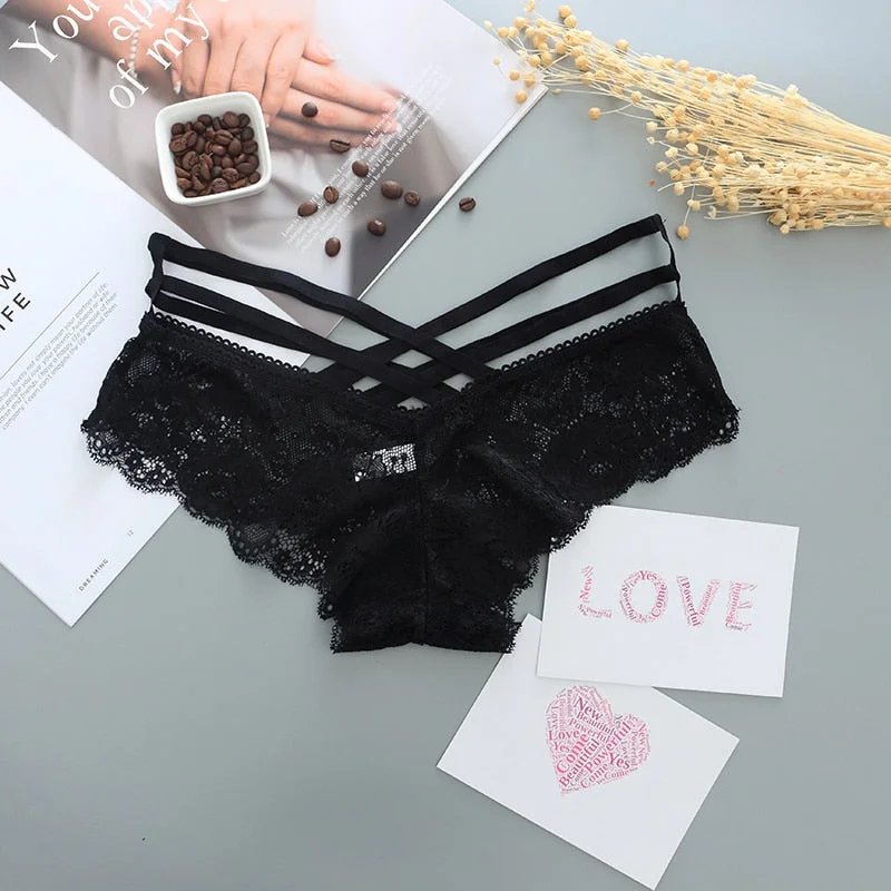 Sexy Panties Women Lace Low-rise Solid Sexy Briefs Transparent Female Underwear Soft Lingerie Ladies G String Thong